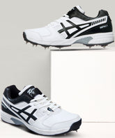 Zigaro Impact White Full Spikes Cricket Shoes For Men (White)